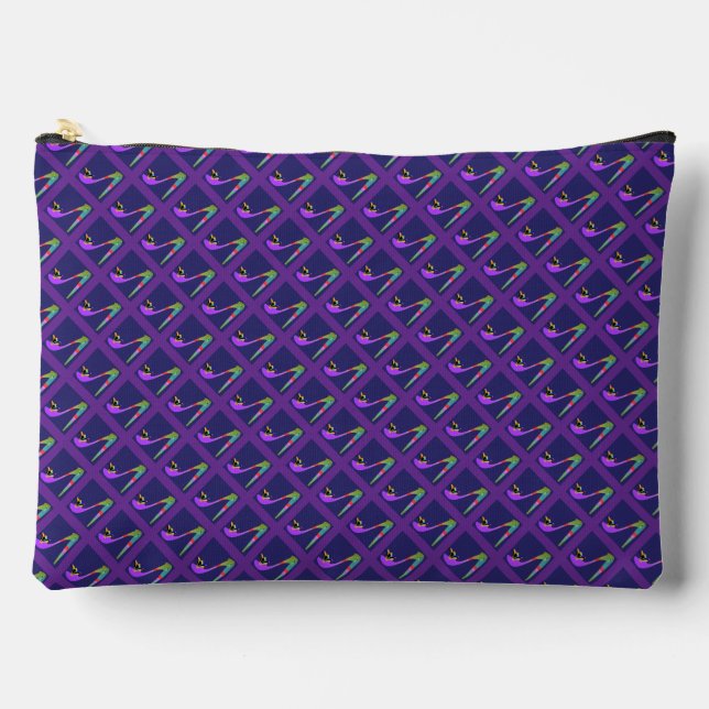 Pochette À Accessoires Talons Hauts à Design Diagonal Cosmétique Violet (Recto)