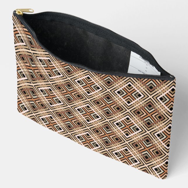 Pochette À Accessoires Tan sur les formes géométriques noires (Ouvrir)