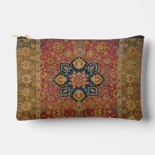 Pochette À Accessoires Tapis persan asiatique Kashan en or rouge