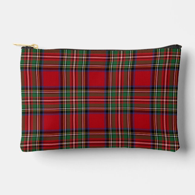 Pochette À Accessoires Tartan rustique rouge vert Stewart (Recto)