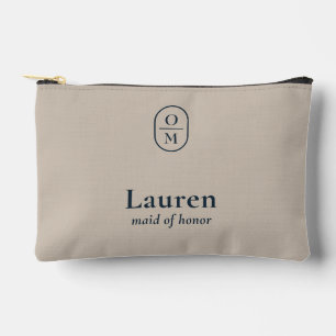 Pochette À Accessoires Taupe clair   Cadeau de demoiselle d'honneur Monog