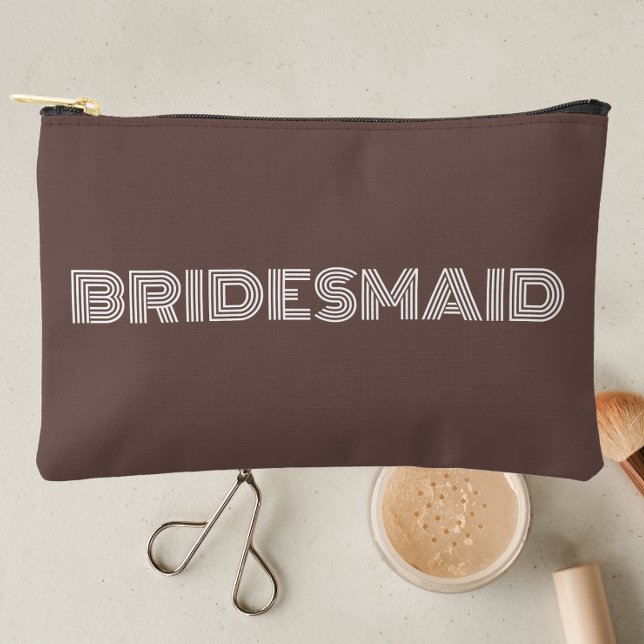 Pochette À Accessoires Taupe de la typographie moderne Bridesmaid (In Situ Makeup)
