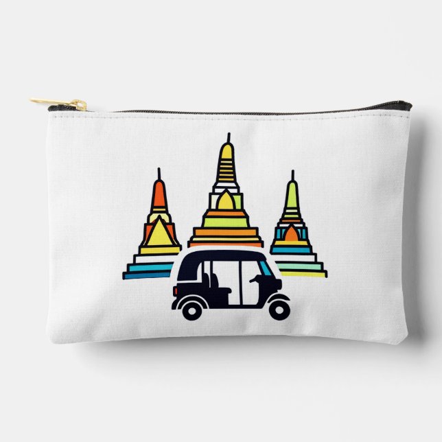 Pochette À Accessoires Temples thaïlandais et tuk tuks (Recto)
