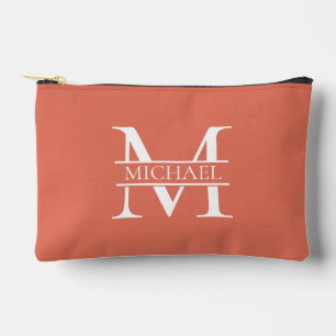 Pochette À Accessoires Terre cuite élégante personnalisée avec monogramme