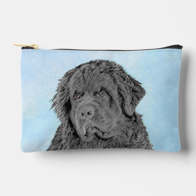 Pochette À Accessoires Terre-Neuve Peinture Black Cute Original Chien Art (Recto)