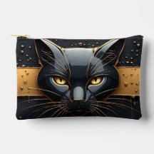 Tête de chat noir avec design à gouttes d'or 🐈