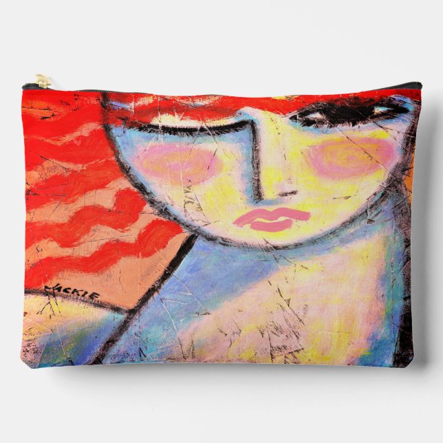 Pochette À Accessoires Tête Rousse Abstraite Magnifique Art (Recto)