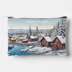 Pochette À Accessoires Texte personnalisé Finlande - Illustration hiverna