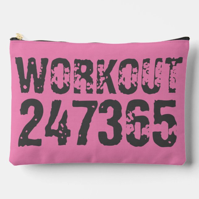 Pochette À Accessoires Texte usé et rayé Workout 247365 rose (Recto)