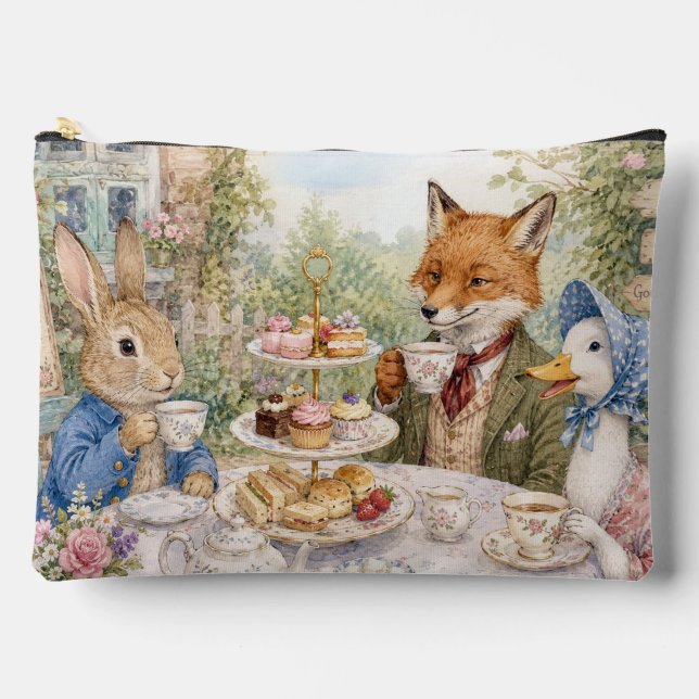 Pochette À Accessoires Thé de l'après-midi classique lapin canard renard (Recto)
