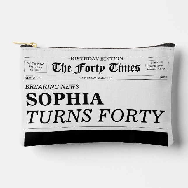 Pochette À Accessoires The Forty Times Newspaper 40th Birthday Party (Recto)