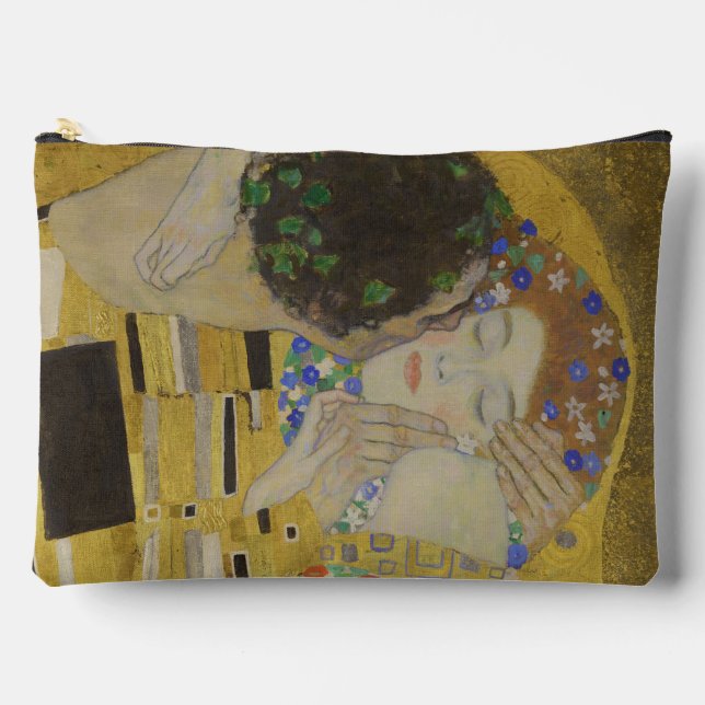 Pochette À Accessoires The Kiss, Art Nouveau Oil Painting, Gustav Klimt (Recto)