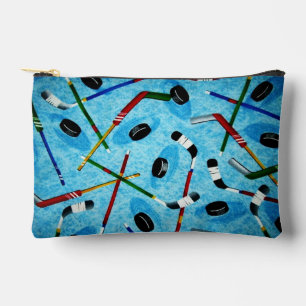 Pochette À Accessoires Thème de hockey sur glace bleu