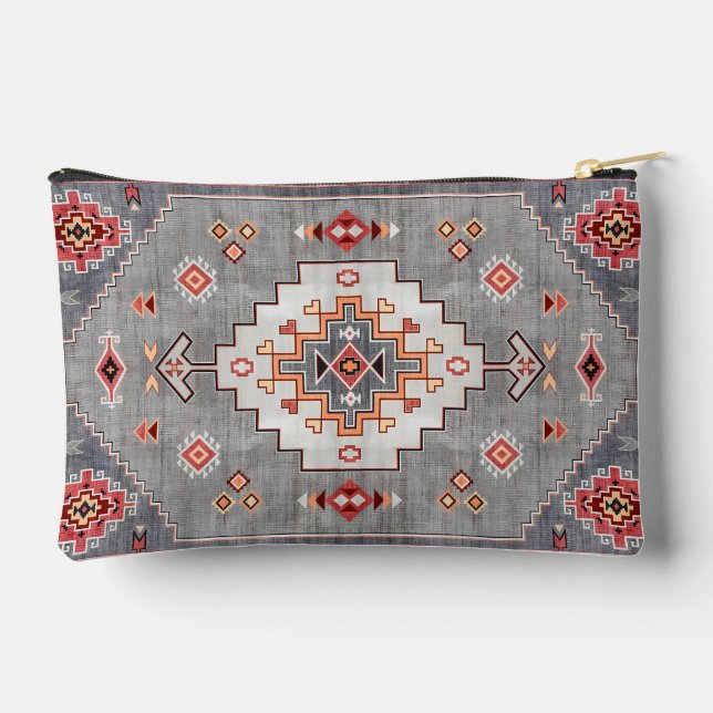 Pochette À Accessoires Threads intemporels : Patrimoine Boho Geometry mar (Verso)