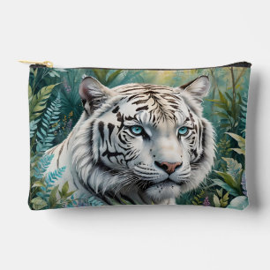 Pochette À Accessoires Tigre blanc dans une jungle bleue verte