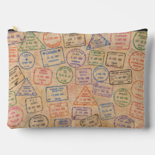 Pochette À Accessoires Timbres de passeport vintage Éphemère de voyage co