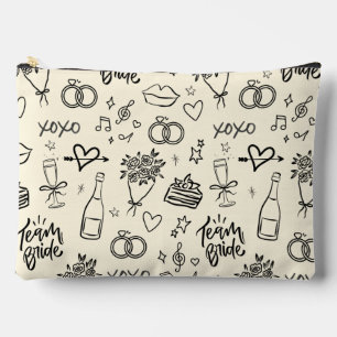 Pochette À Accessoires Tirage à main levée Doodle Jaune Enterrement de vi