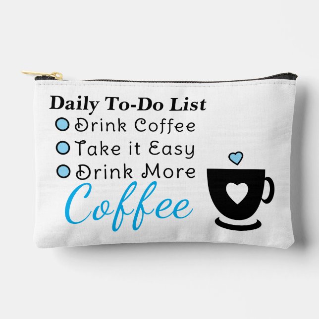 Pochette À Accessoires To-do list coffee lovers white blue (Recto)