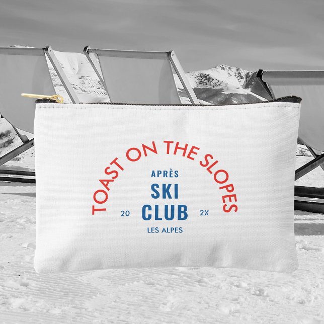 Pochette À Accessoires Toast On The Slopes Après Ski Club Rouge & Bleu (Créateur téléchargé)
