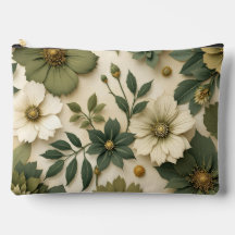 Toiletry bag green flowers pattern