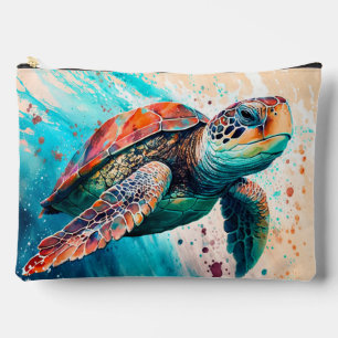 Pochette À Accessoires Tortue de mer colorée mignonne qui nage