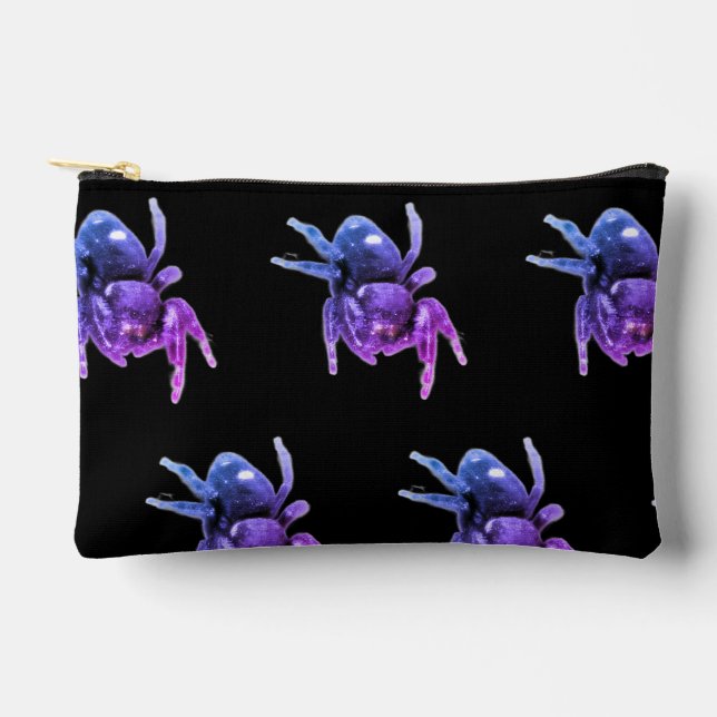 Pochette À Accessoires Tote araignée sauteuse violet et noir (Recto)