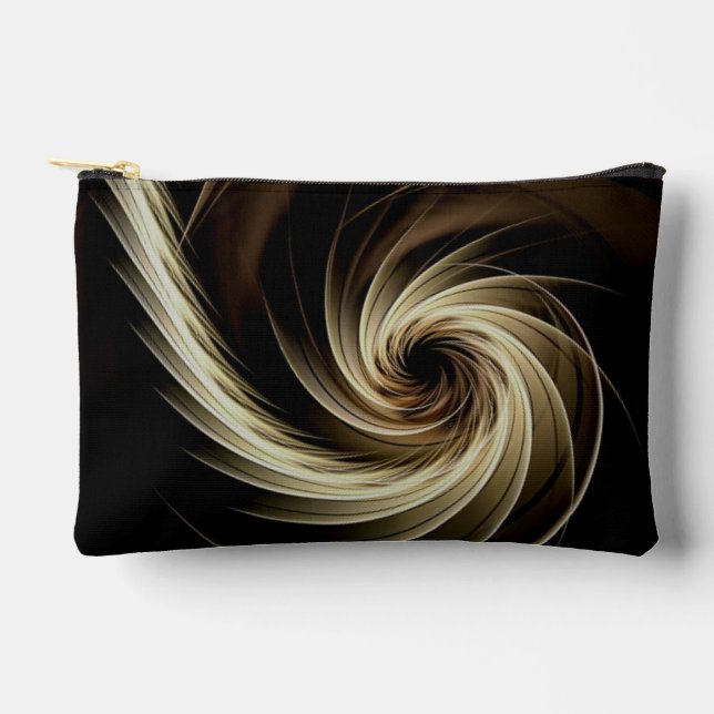 Pochette À Accessoires Tourbillon doré sur fond noir  (Recto)