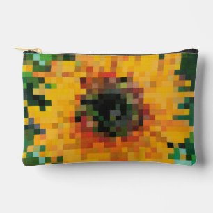 Pochette À Accessoires Tournesol brillant Floral Pixel Art