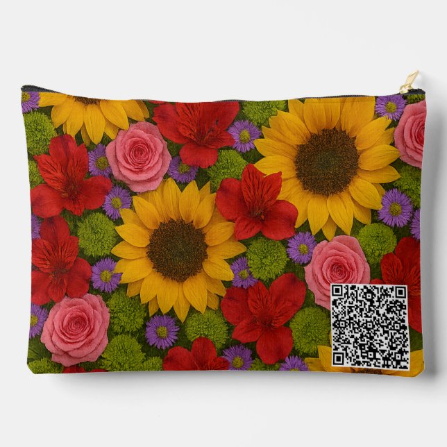 Pochette À Accessoires Tournesol et Rose (Verso)