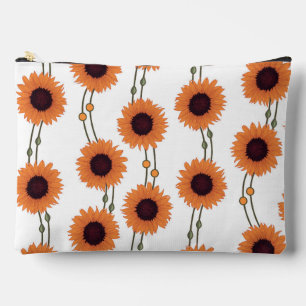 Pochette À Accessoires Tournesol orange Art Nouveau rétro floral rayures