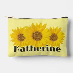 Pochette À Accessoires Tournesols jaunes nom personnalisé