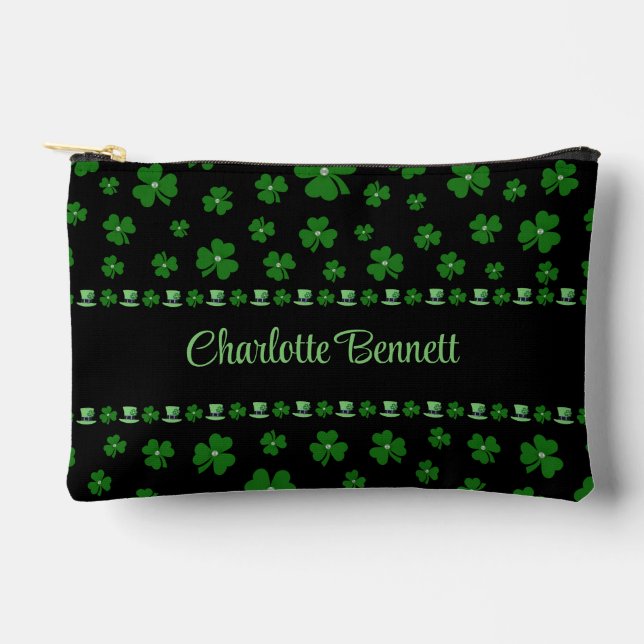 Pochette À Accessoires Trèfle personnalisé de la Saint-Patrick sur fond n (Recto)