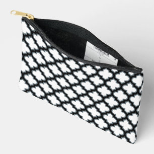 Pochette À Accessoires Trellis blanc et noir, treillis, Quatrefoil