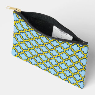 Pochette À Accessoires Trellis bleu et jaune, treillis, Quatrefoil