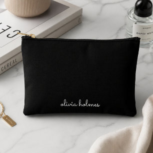 Pochette À Accessoires Trendy Monogram   Name de script noir moderne