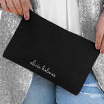 Pochette À Accessoires Trendy Monogram | Name de script noir moderne<br><div class="desc">A simple stylish custom monogram design in informal casual handwritten script typographiy in striking monochrome and white. The monogram can easily be personalized to make a design as unique as you are! The perfect trendy poison ou accessoire pour un instant.</div>