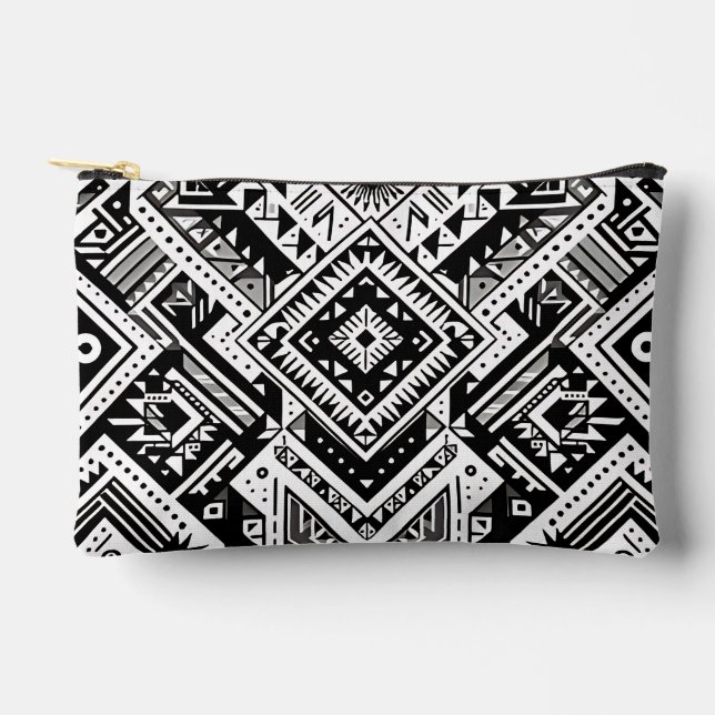 Pochette À Accessoires Tribal monochrome - Symétrie en gras en noir (Recto)