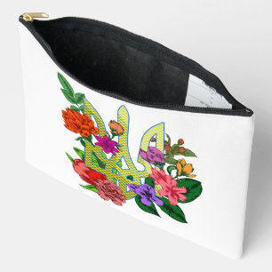 Pochette À Accessoires trident tryzub de l'héraldique ukrainienne fleurs