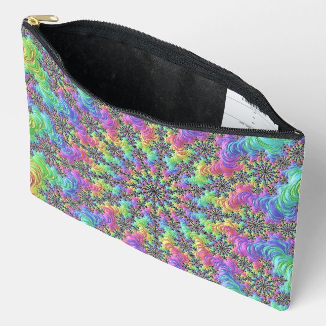 Pochette À Accessoires Trippy coloré Super éclat fractal  (Ouvrir)