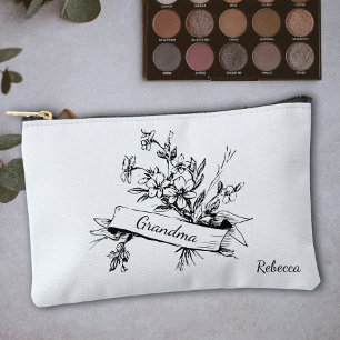 Pochette À Accessoires Trocadeur noir et blanc floral cosmétique pour gra
