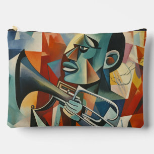 Pochette À Accessoires Trompettiste de Jazz Cubiste Abstrait