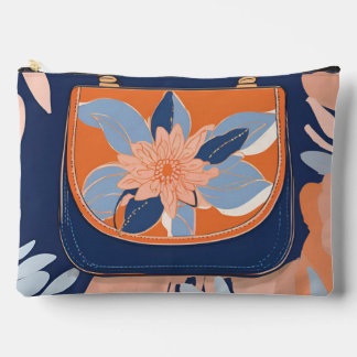 Pochette À Accessoires Tropical Orange Blue art IA
