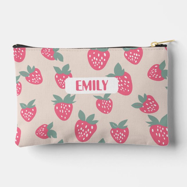 Pochette À Accessoires Trousse crayons fraise avec nom (Verso)