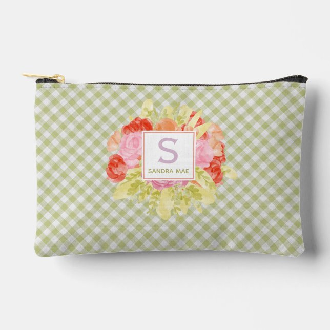 Pochette À Accessoires Trousse de maquillage à motif vert printemps chic (Recto)