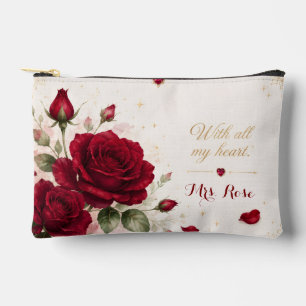 Pochette À Accessoires Trousse de Maquillage Fleurs de Rose Rouge Notes R