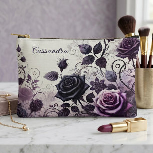 Pochette À Accessoires Trousse de Maquillage Fleurs Gothiques Sombres Per