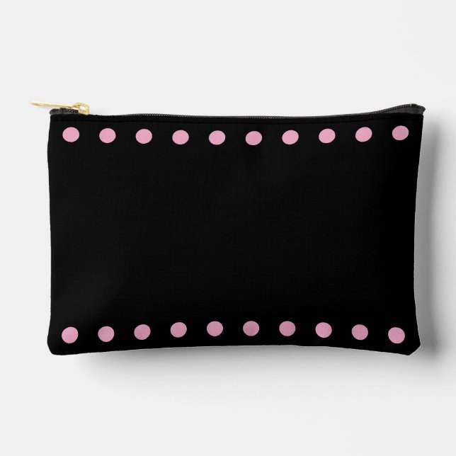 Pochette À Accessoires Trousse de Maquillage Perles (Noir & Rose) (Recto)