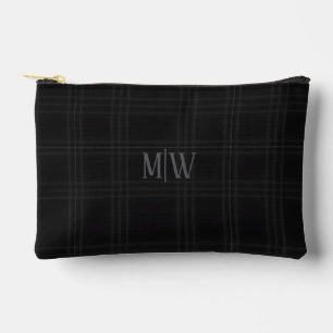 Pochette À Accessoires Trousse de Maquillage Tartan Écossais Noir sur Mes