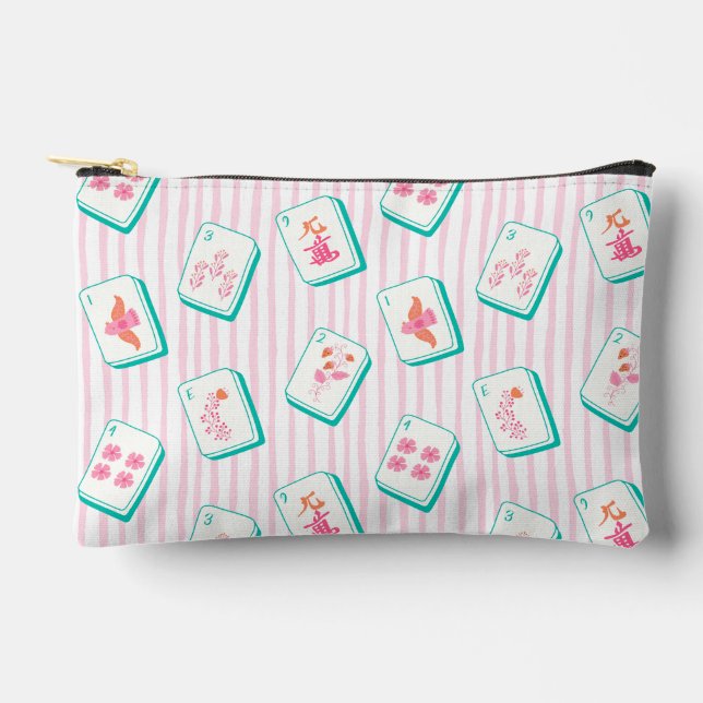 Pochette À Accessoires Trousse Mahjong rayée pastel et (Recto)
