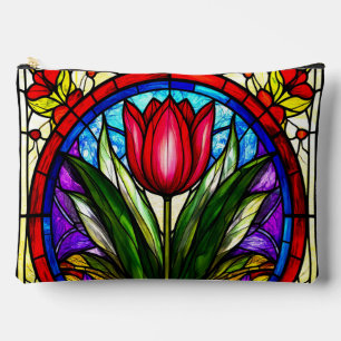 Pochette À Accessoires Tulipe rouge et motifs floraux colorés